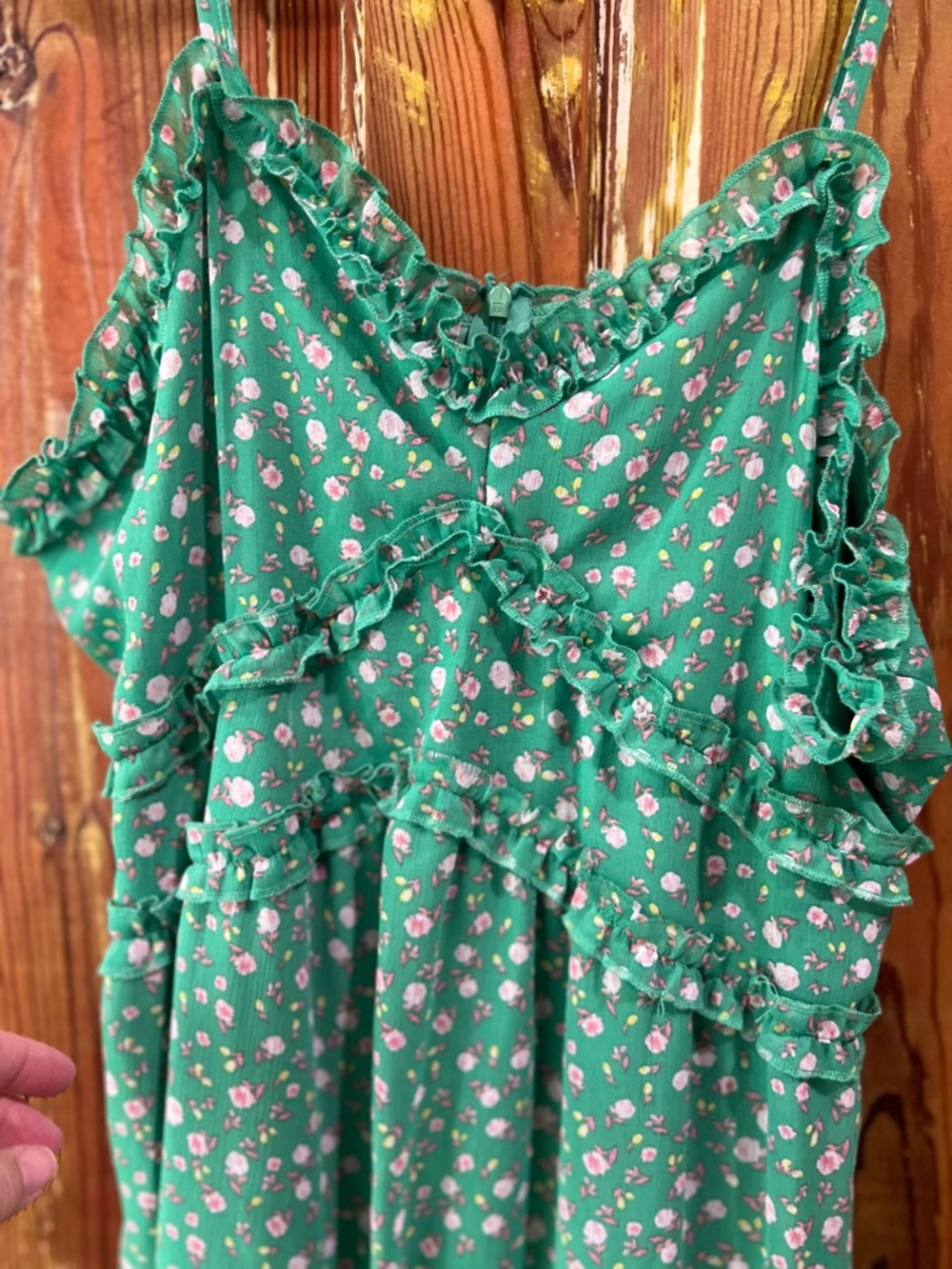 No Boundaries Green Floral Ruffle Dress - Picture 4 of 10